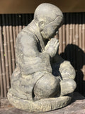 Stone Namaste Praying Monk Garden Statue 20" - Routes Gallery