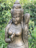 Stone Standing Dewi Sri / Shri Devi Statue 58" - Routes Gallery