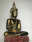 Wood Meditating Lanna Thai Buddha Statue 18" - Routes Gallery