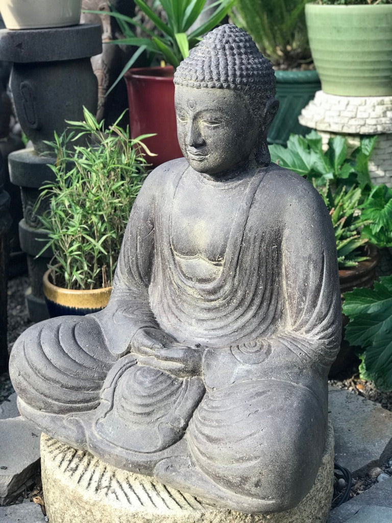 Stone Meditating Kamakura Garden Buddha Statue 32" - Routes Gallery