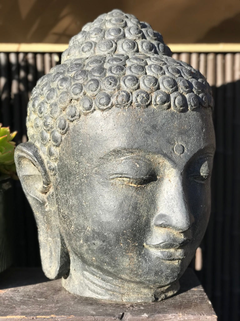Buddha Head Garden Statue 22" - Routes Gallery