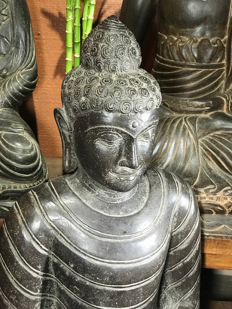 Stone Dhyana Meditation Buddha Statue 37" - Routes Gallery