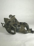 Brass Reclining Ganesh Statue 12" - Routes Gallery