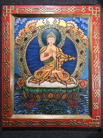 Vairochana Buddha Embossed Painting - Routes Gallery