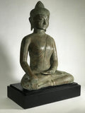 Brass Seated Earth Witness Buddha Statue 19" - Routes Gallery