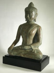 Brass Seated Earth Witness Buddha Statue 19" - Routes Gallery
