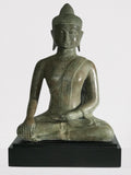 Brass Seated Earth Witness Buddha Statue 19" - Routes Gallery