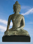 Brass Seated Earth Witness Buddha Statue 19" - Routes Gallery