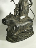 Brass Durga Statue Standing on Nandi Bull 16" - Routes Gallery