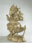 Wood Seated Ganesh Statue 13" - Routes Gallery