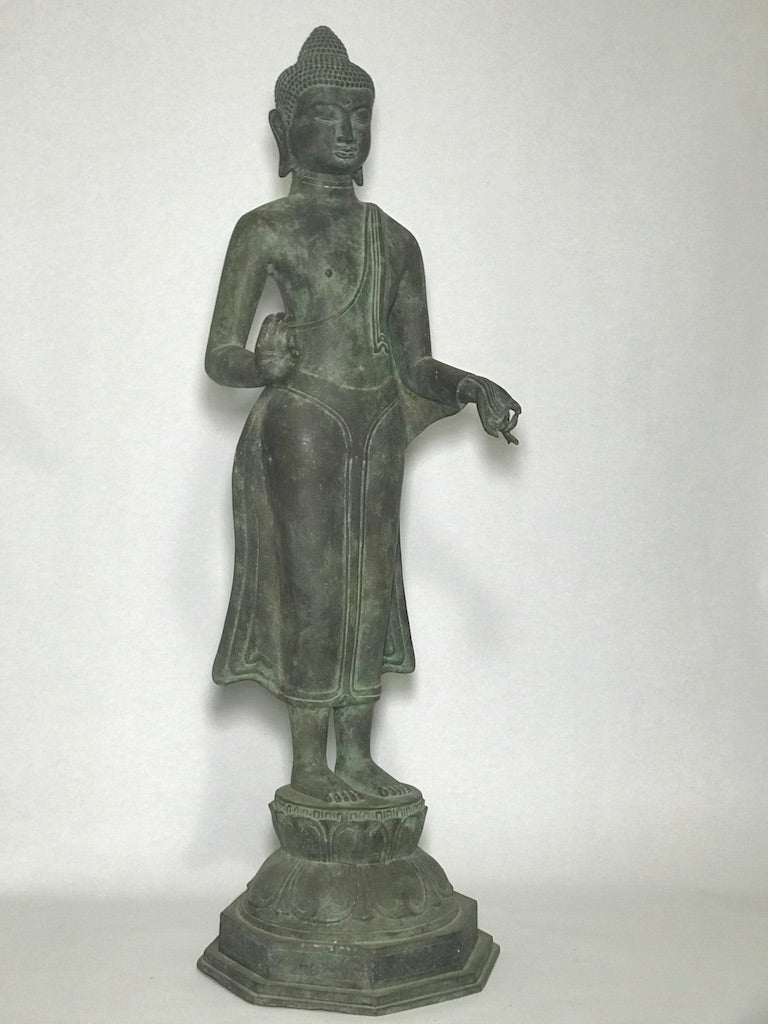 Brass Standing Teaching Buddha Statue 36" - Routes Gallery