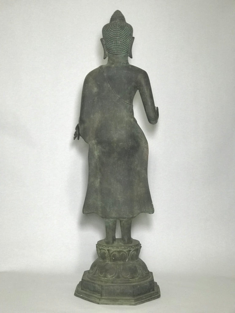 Brass Standing Teaching Buddha Statue 36" - Routes Gallery