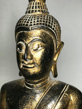 Wood Meditating Lanna Thai Buddha Statue 18" - Routes Gallery