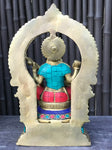 Brass Saraswati Playing Veena with Arch 10" - Routes Gallery