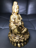 Brass Quan Yin Holding Vase with Nectar 4" - Routes Gallery