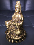 Brass Quan Yin Holding Vase with Nectar 4" - Routes Gallery