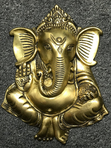 Brass Ganesh Wall Hanging 8.5" - Routes Gallery