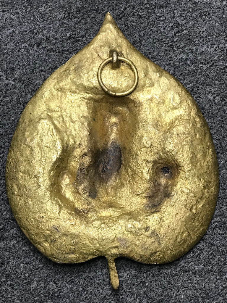 Brass Ganesh On Bodhi Leaf Wall Hanging 8" - Routes Gallery
