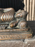 Brass Reclining Paranirvana Buddha Statue 9.5" - Routes Gallery