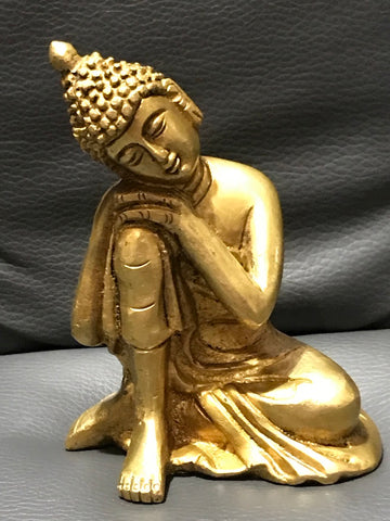 Brass Relaxing Buddha Statue 4" - Routes Gallery