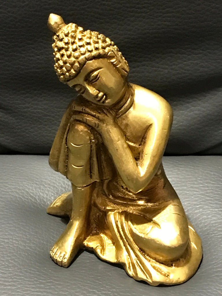 Brass Relaxing Buddha Statue 4" - Routes Gallery