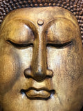Wood Buddha Face Mask Wall Hanging 20" - Routes Gallery