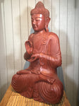Wood Dharmachakra Buddha Statue 39" - Routes Gallery