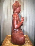 Wood Dharmachakra Buddha Statue 39" - Routes Gallery