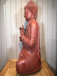 Wood Dharmachakra Buddha Statue 39" - Routes Gallery
