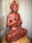 Wood Dharmachakra Buddha Statue 39" - Routes Gallery