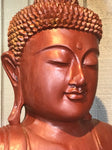 Wood Dharmachakra Buddha Statue 39" - Routes Gallery