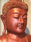 Wood Dharmachakra Buddha Statue 39" - Routes Gallery