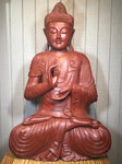 Wood Dharmachakra Buddha Statue 39" - Routes Gallery