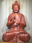 Wood Dharmachakra Buddha Statue 39" - Routes Gallery