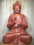 Wood Dharmachakra Buddha Statue 39" - Routes Gallery