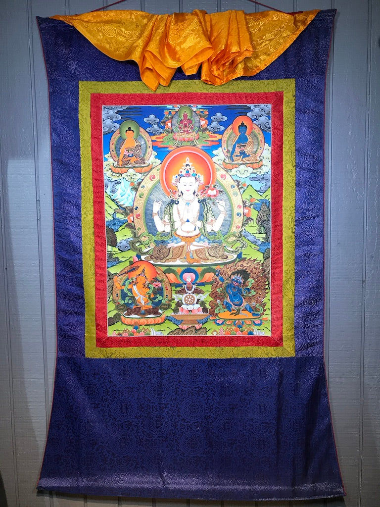 Chenrezig Thangka, Buddha of Compassion - Routes Gallery