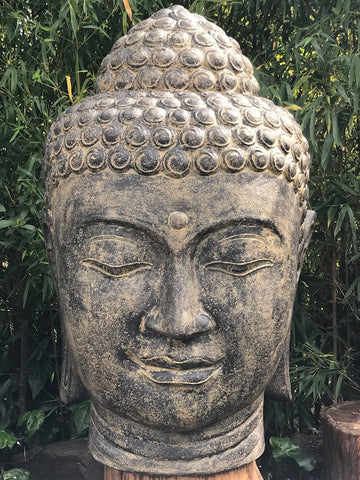 Large Stone Garden Buddha Head 50" - Routes Gallery