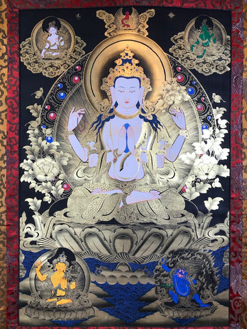 Chenrezig Thangka, Buddha of Compassion - Routes Gallery