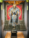 Wood Standing Sukhothai Buddha Statue 52" - Routes Gallery