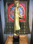 Wood Standing Monk with Alms Bowl 48" - Routes Gallery