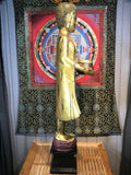 Wood Standing Monk with Alms Bowl 48" - Routes Gallery