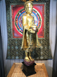 Wood Standing Monk with Alms Bowl 48" - Routes Gallery