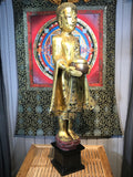 Wood Standing Monk with Alms Bowl 48" - Routes Gallery