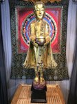 Wood Standing Monk with Alms Bowl 48" - Routes Gallery