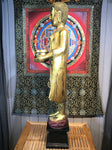 Wood Standing Monk with Alms Bowl 48" - Routes Gallery