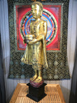 Wood Standing Monk with Alms Bowl 48" - Routes Gallery