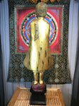 Wood Standing Monk with Alms Bowl 48" - Routes Gallery