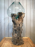 Glass & Teak Terrarium Vase Sculpture 33" - Routes Gallery