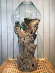 Glass & Teak Terrarium Vase Sculpture 32" - Routes Gallery