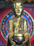 Wood Standing Monk with Alms Bowl 48" - Routes Gallery